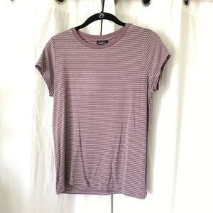 Mauve and White Stripe Flowy Tshirt